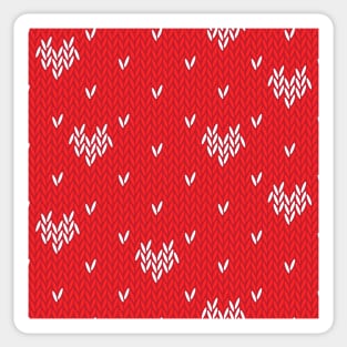 Red & White Knitted Hearts Sticker